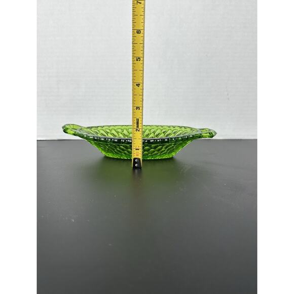 Vintage 1960s Indiana Glass Green Honeycomb Relish/Pickle Handled Dish 8.25" - Picture 6 of 6